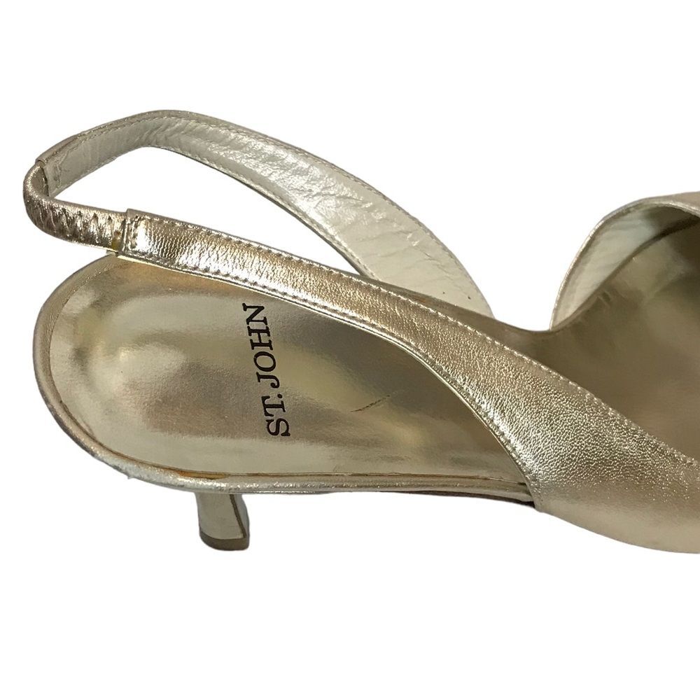 St. John peep toe slingback stiletto sandals heels gold 8.5‎ - Picture 8 of 9